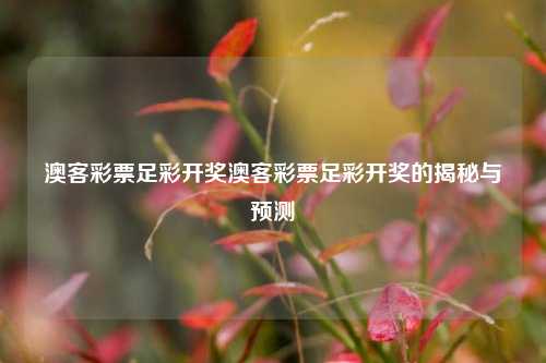 澳客彩票足彩开奖澳客彩票足彩开奖的揭秘与预测