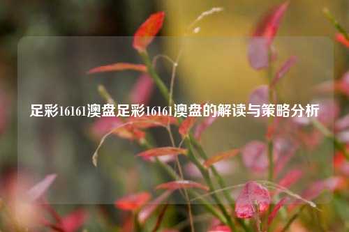 足彩16161澳盘足彩16161澳盘的解读与策略分析