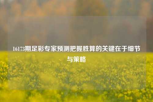 16173期足彩专家预测把握胜算的关键在于细节与策略