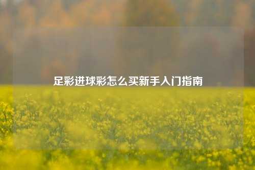 足彩进球彩怎么买新手入门指南