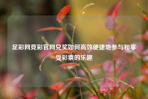 足彩网竞彩官网兑奖如何高效便捷地参与和享受彩票的乐趣