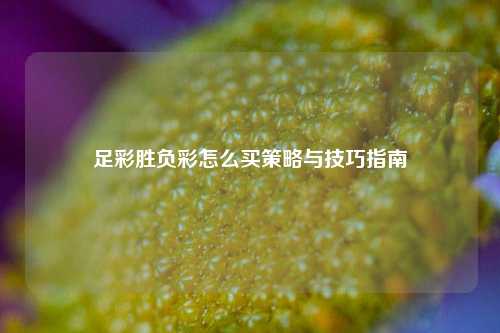 足彩胜负彩怎么买策略与技巧指南