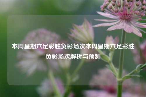本周星期六足彩胜负彩场次本周星期六足彩胜负彩场次解析与预测