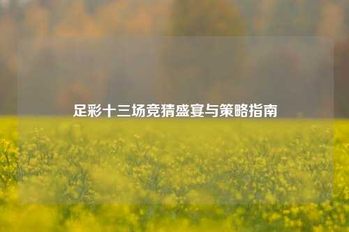 足彩十三场竞猜盛宴与策略指南