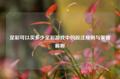 足彩可以买多少足彩游戏中的投注规则与策略解析