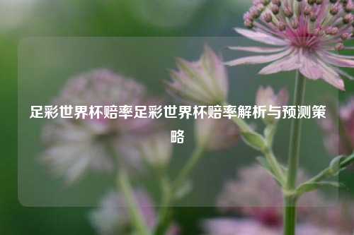 足彩世界杯赔率足彩世界杯赔率解析与预测策略