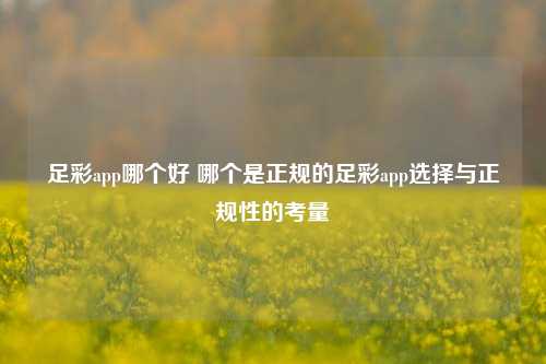 足彩app哪个好 哪个是正规的足彩app选择与正规性的考量