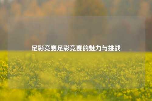 足彩竞赛足彩竞赛的魅力与挑战